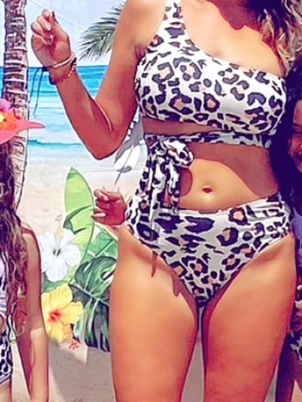 Leopard Print One-Shoulder Bikini Set